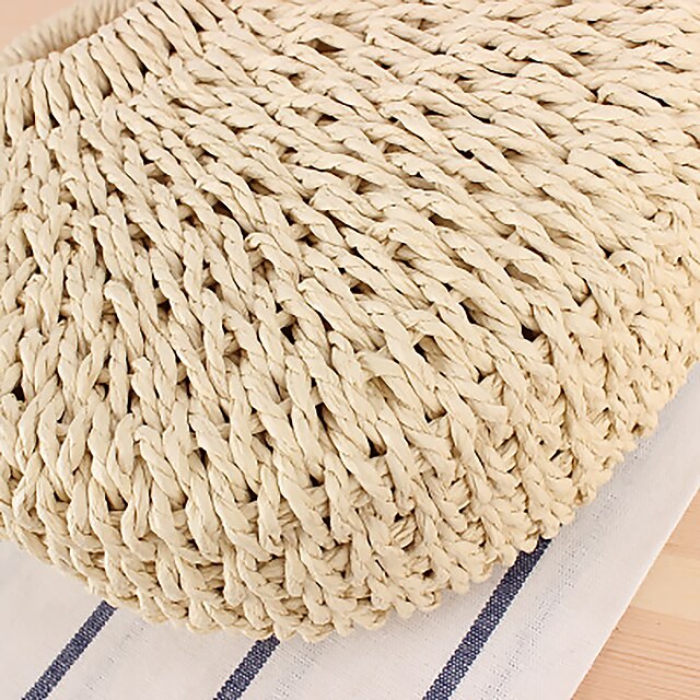 Women's Handbag Crossbody Bag Straw Bag Straw Holiday Beach Large Capacity Breathable Solid Color Folk off white khaki