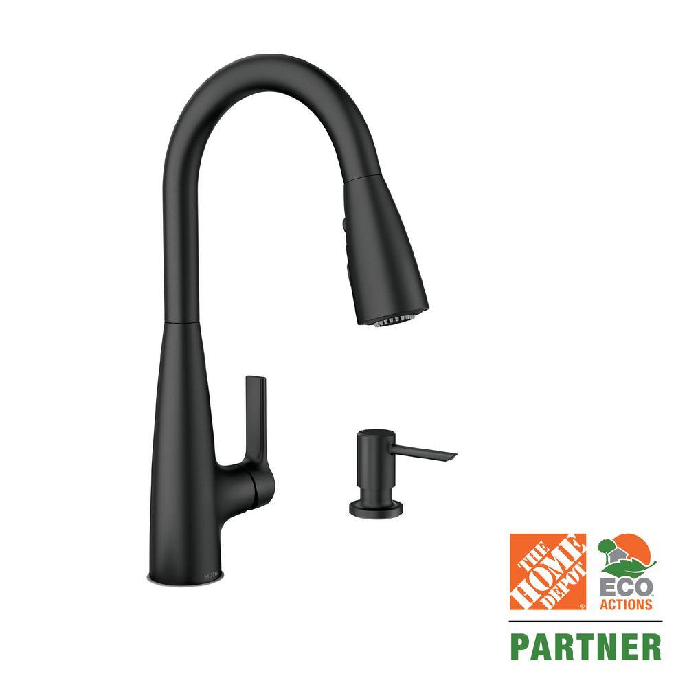 MOEN Haelyn Single-Handle Pull-Down Sprayer Kitchen Faucet with Reflex and Power Clean in Matte Black 87627BL