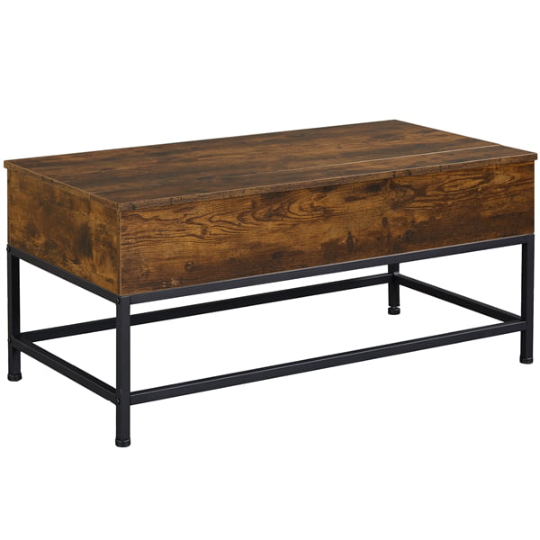 Alden Design Wood Lift Top Coffee Table with Metal Frame for Living room, Rustic Brown