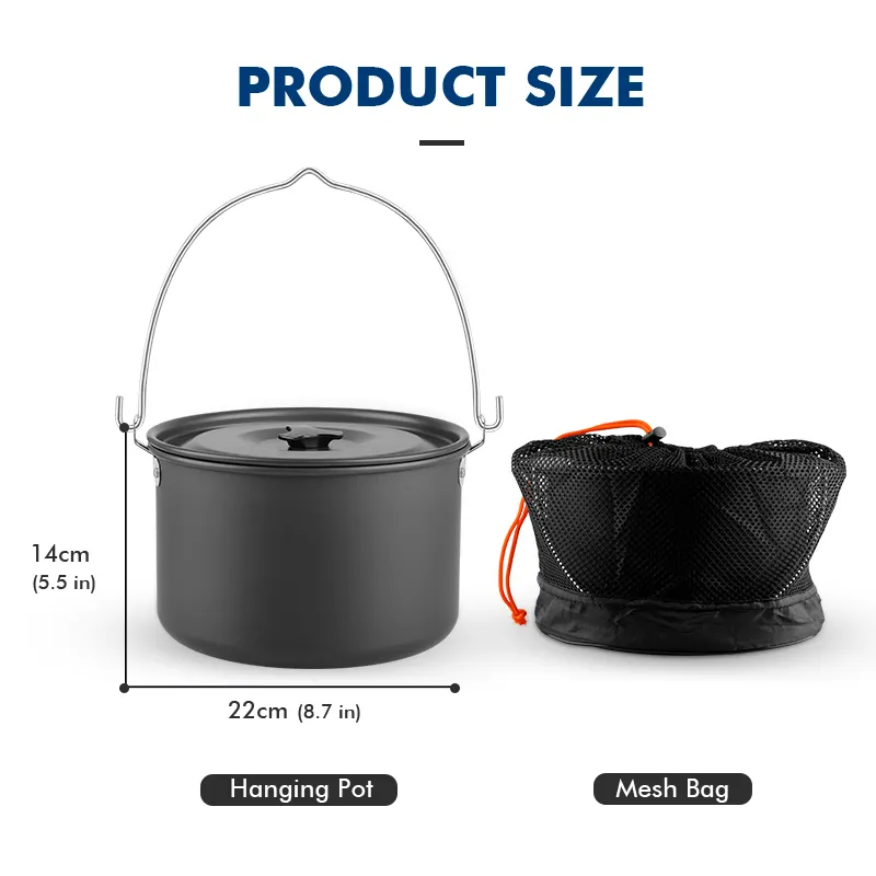 KingGear Durable Lightweight Camping Pot Cookware Portable Cooking Pot for Outdoor Camping Hiking