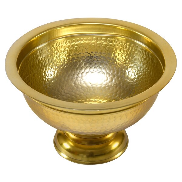 15-inch Hammered Aluminum Pedestal Punchbowl