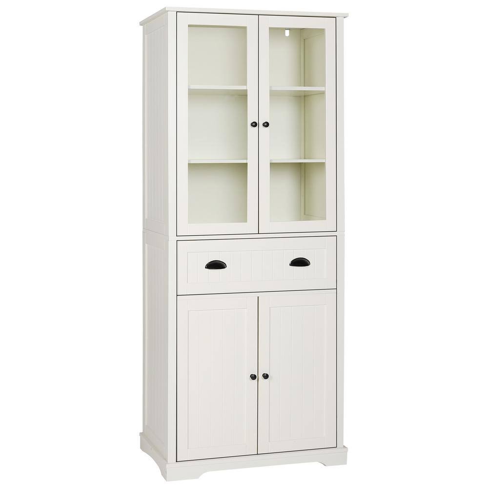 VEIKOUS 72 in. H Off-White Kitchen Storage Pantry Cabinet Closet with Doors and Adjustable Shelves HP0405-11WH