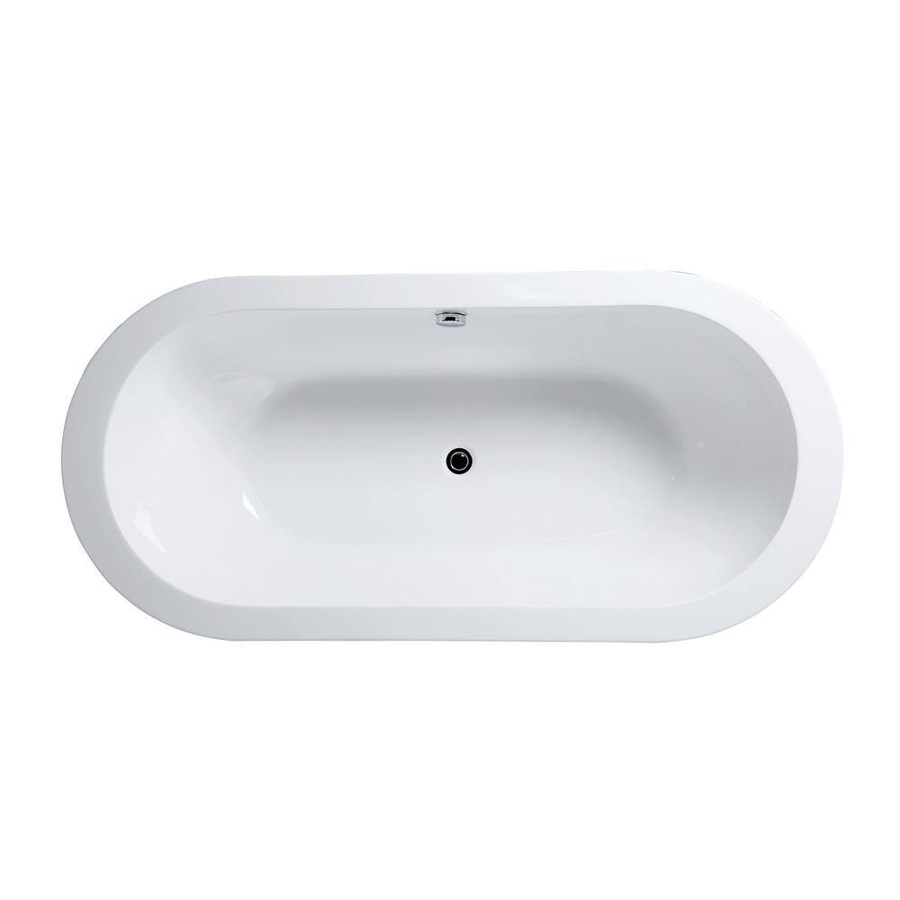 Vanity Art Rennes 71 in. Acrylic Flatbottom Center Bathtub in White VA6837-L