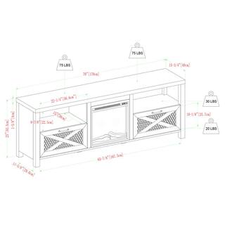 Walker Edison Furniture Company Abilene 70 in. Barnwood TV Stand with Electric Fireplace (Max tv size 78 in.) HD8105