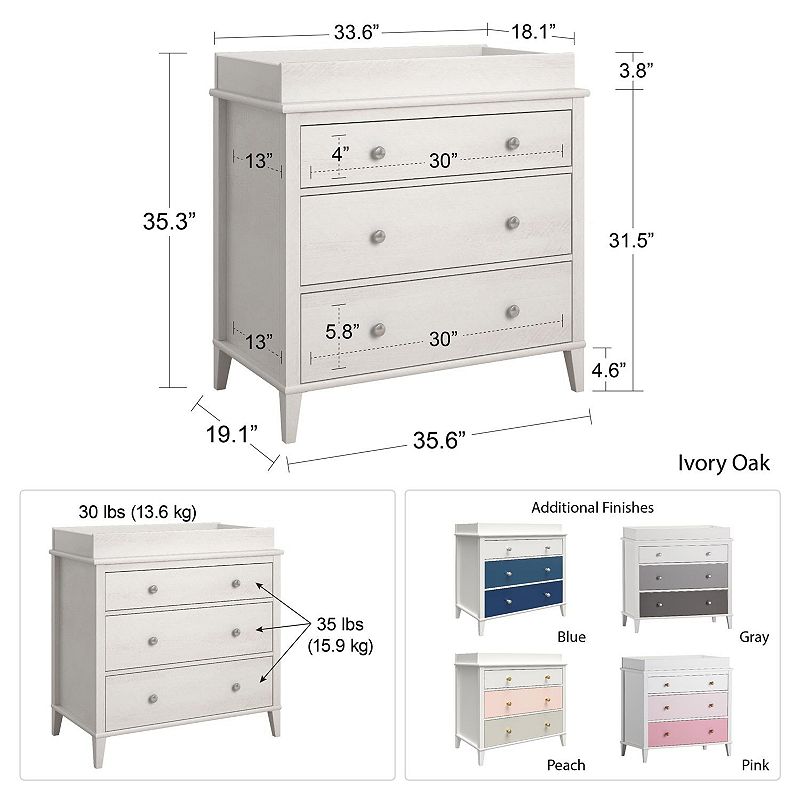 Little Seeds Monarch Hill Poppy 3-Drawer Changing Table