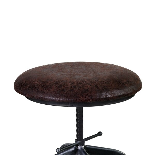 Brown and Black Adjustable Industrial Style Bar Stool - 34 x 17 x 17