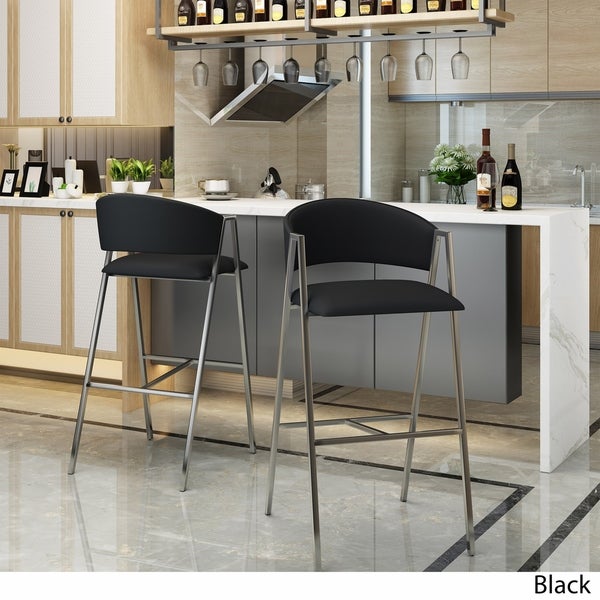 Marlon Modern 28-inch Backed Faux Leather Barstool (Set of 2) by Christopher Knight Home