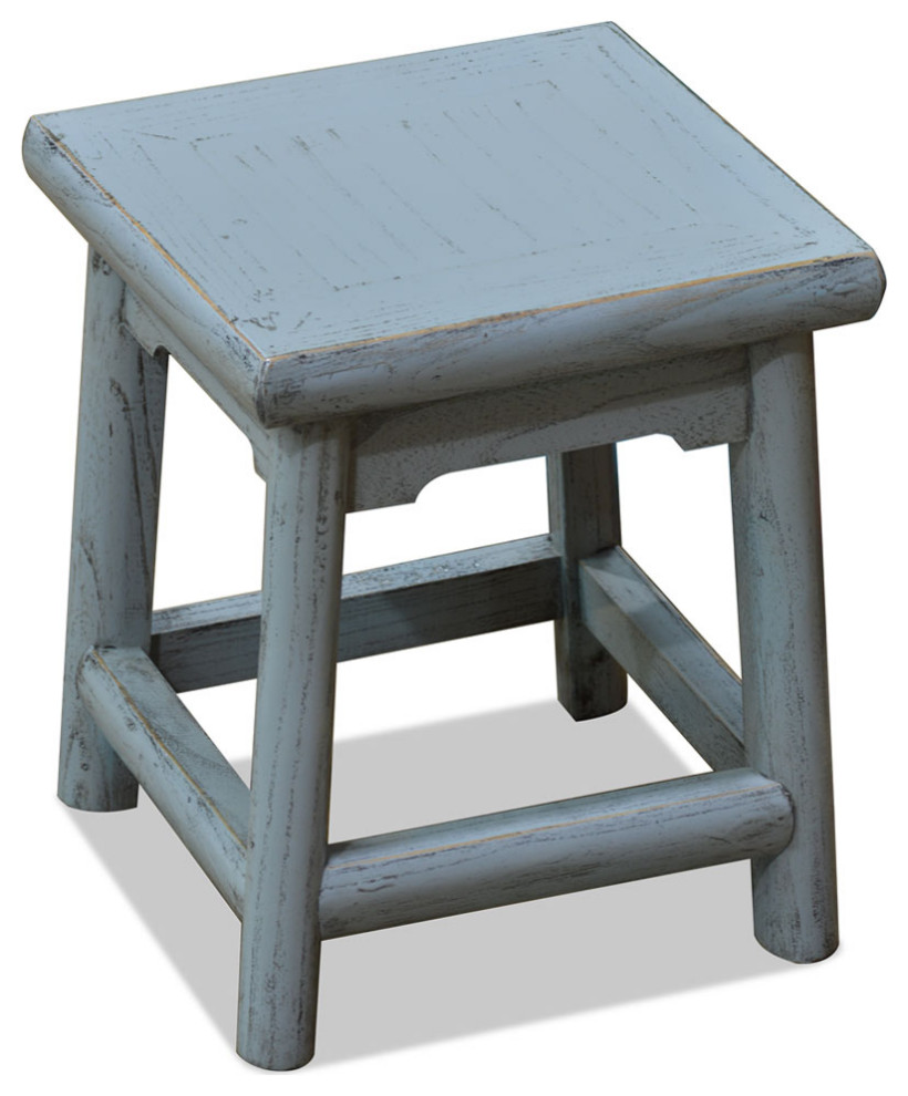 Distressed Grey Petite Chinese Village Wooden Bench   Asian   Vanity Stools And Benches   by China Furniture and Arts  Houzz