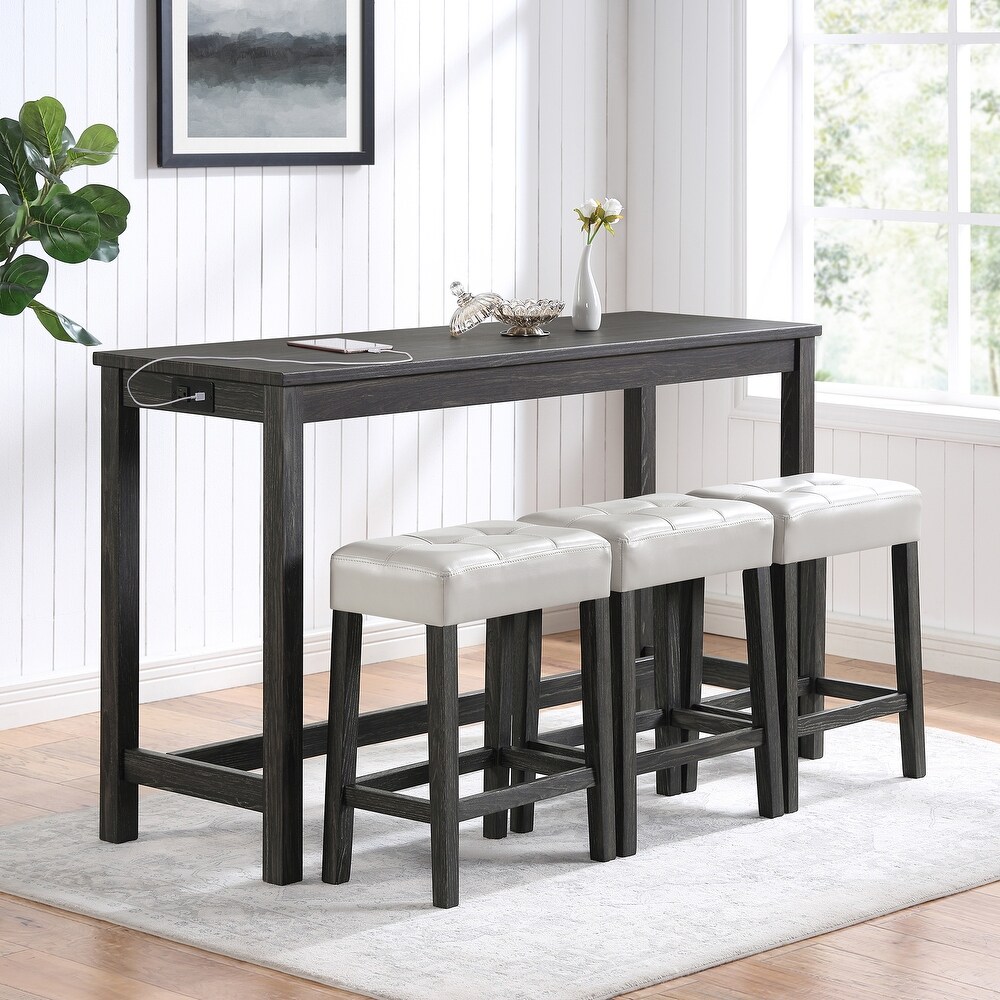 4 PCS Bar Table Set with Power Outlet