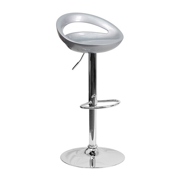 Contemporary Plastic Adjustable Height Bar Stool With Chrome Base