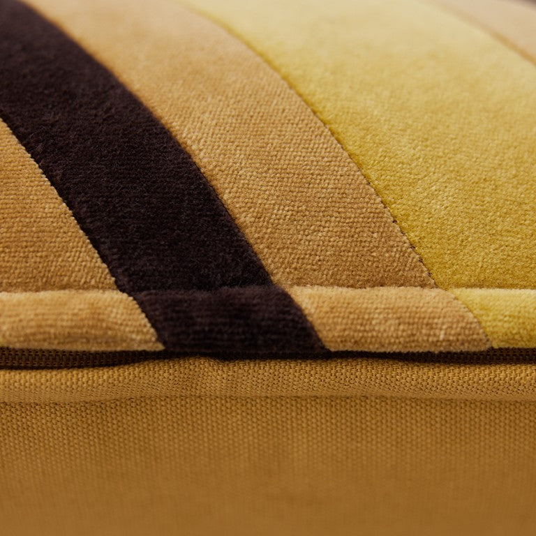 Striped velvet pillow Honey