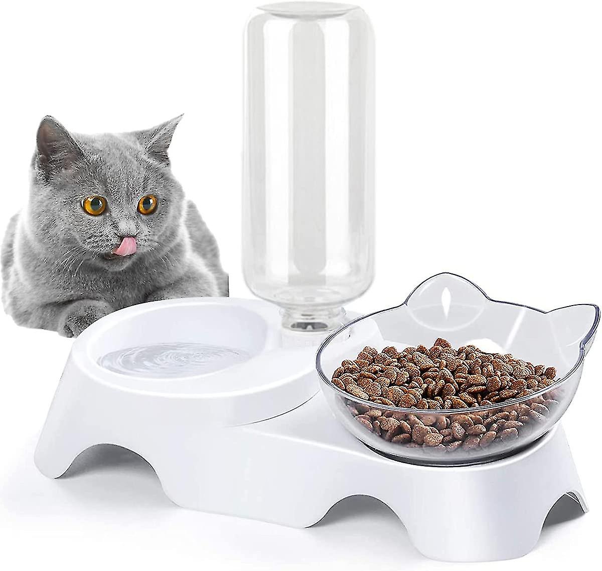 Cat Bowls， Automatic Cat Drinker And Feeder， Dry Food And Water Dispenser， 2 In 1 Automatic Slow Feeder For Kitten Puppy