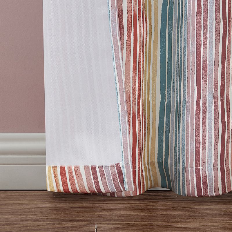 Hopscotch Gabbie Watercolor Stripe Room Darkening Set of 2 Window Curtain Panels