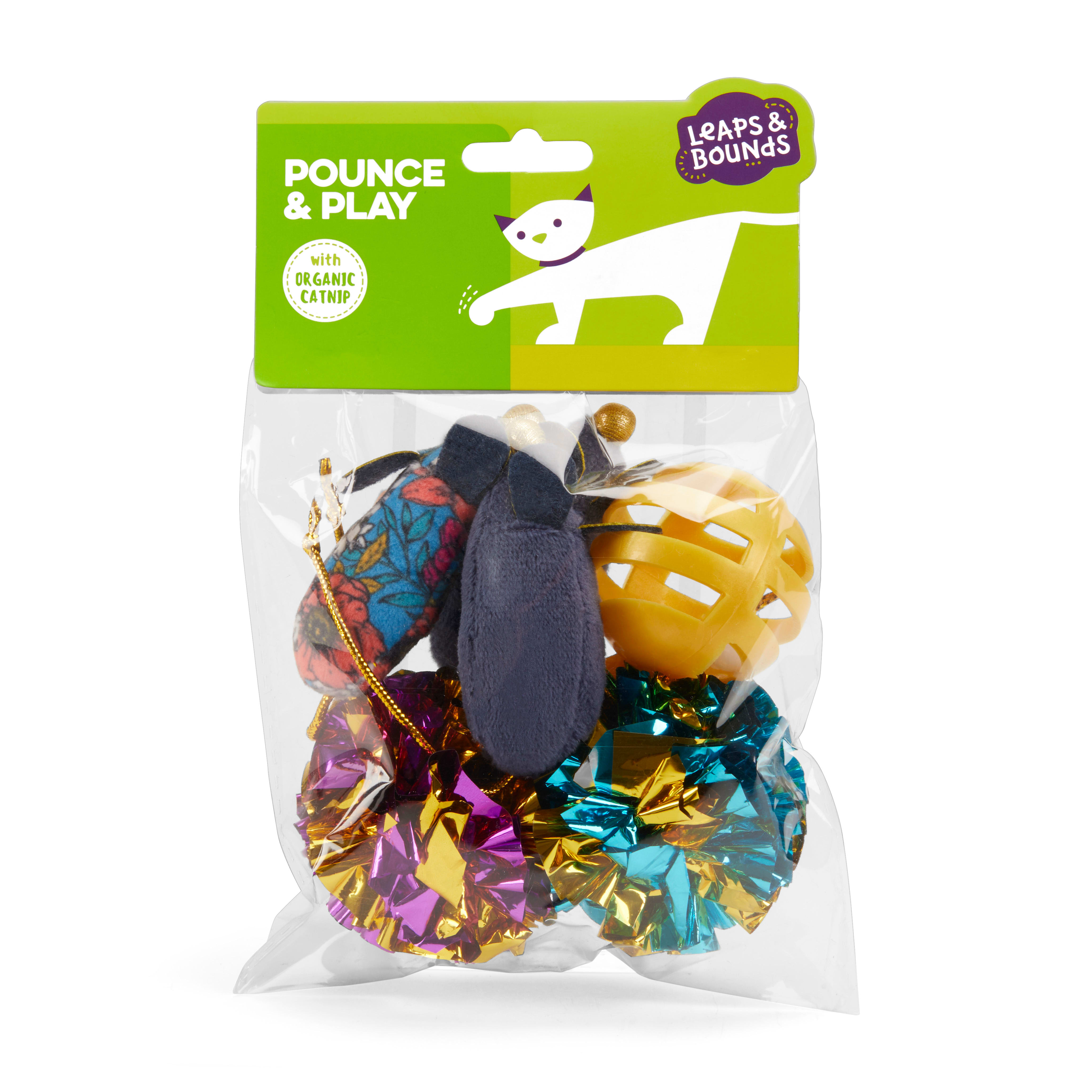 Leaps  Bounds Mouse  Ball Assorted Cat Toy Set， Pack of 6