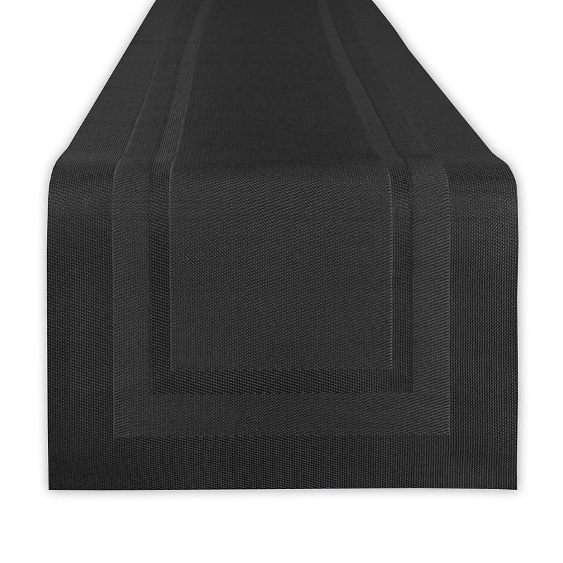 72 Solid Black Woven Rectangular Table Runner