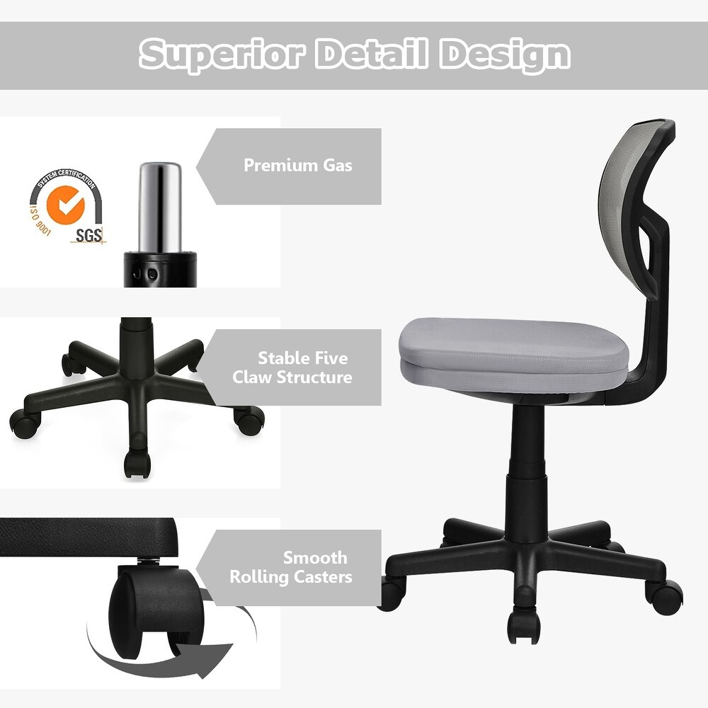 Armless Desk Chair Low Back Computer Chair Ergonomic Small Task Chair