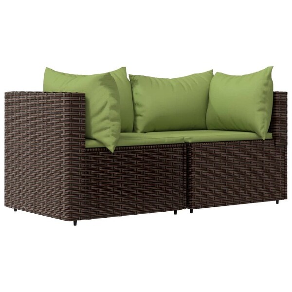 vidaXL Patio Lounge Set with Cushions Brown/Black/Gray Poly Rattan