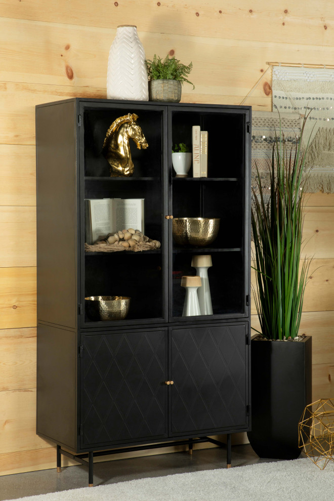 Santiago Rectangular 4 door Cabinet Matte Black   Modern   Accent Chests And Cabinets   by Modon  Houzz