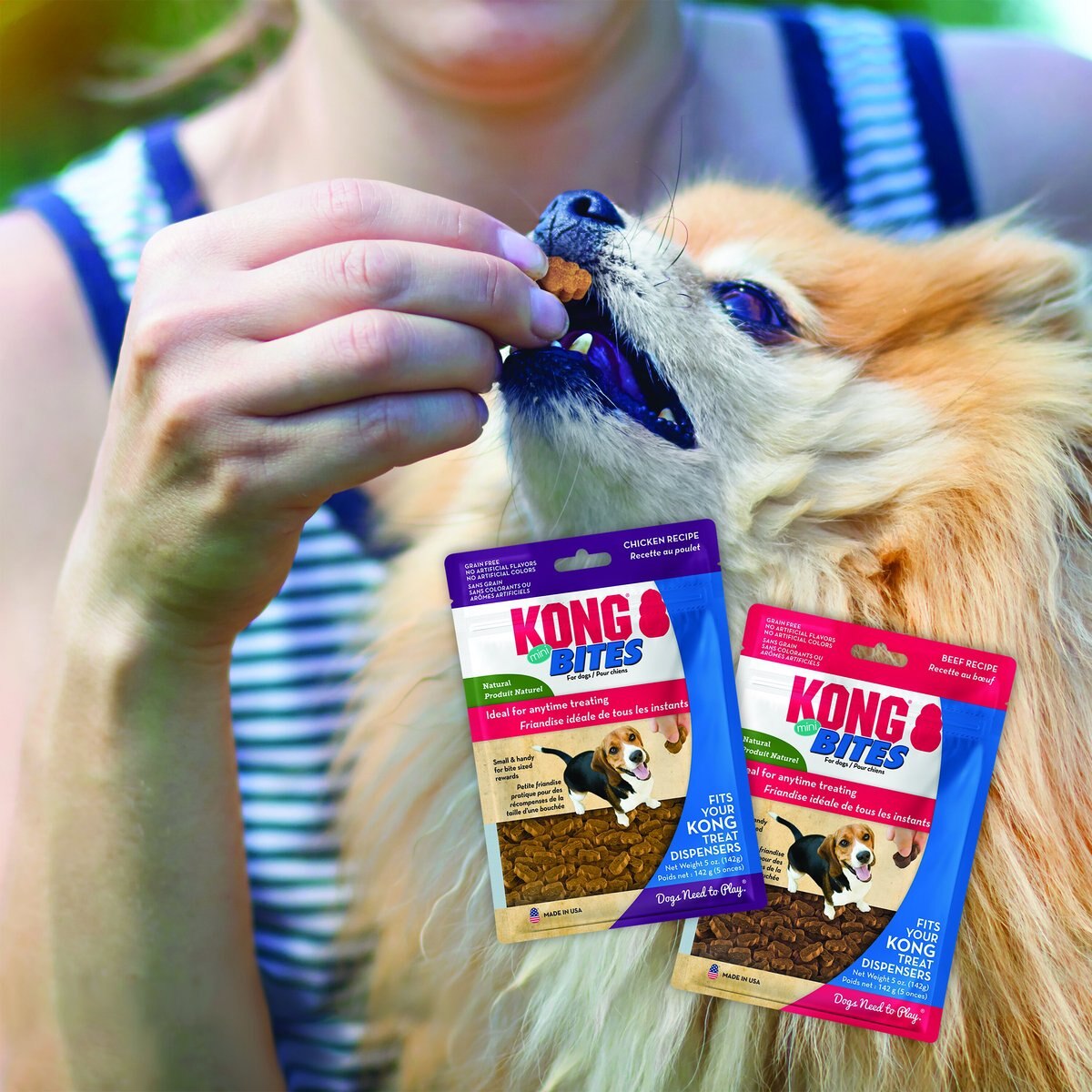 KONG Mini Bites Beef Recipe Grain-Free Dog Treats， 5-oz pouch