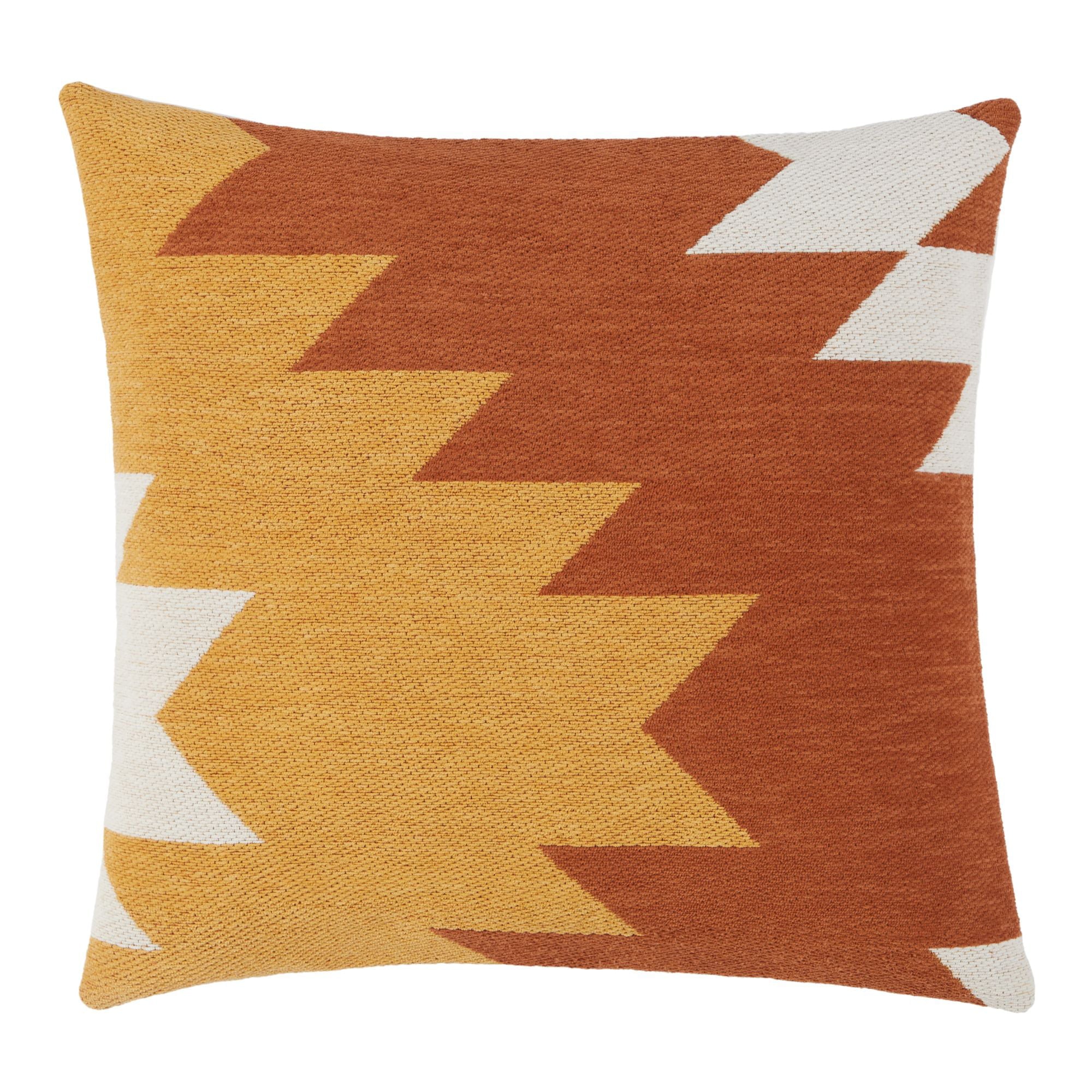 Wanda June Home Aztec Cotton Chenille Pillow by Miranda Lambert, Rust/Gold, 20