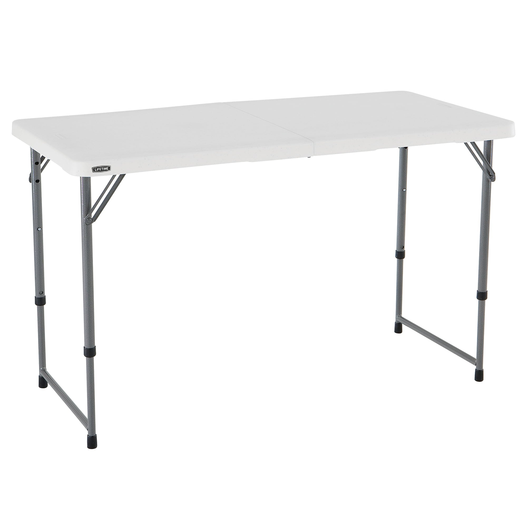 Lifetime 4 ft. Fold-in-Half Adjustable Table， White Granite (4428)