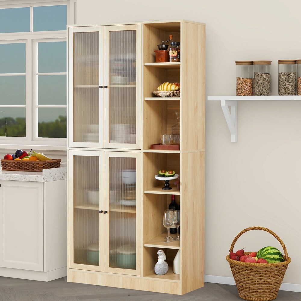 Tall Kitchen Pantry Cabinet with Doors and Adjustable Shelves