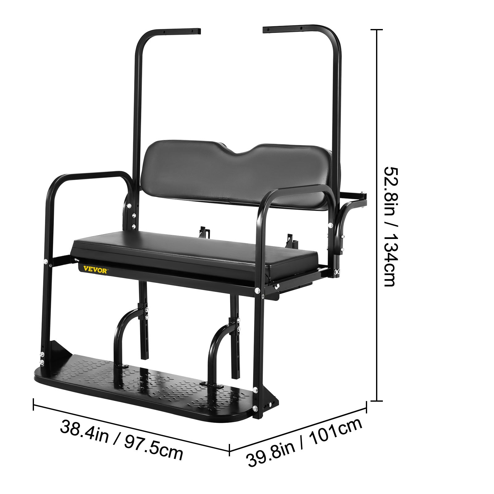 VEVOR Golf Cart Rear Seat， Club Car Rear Seat for 2004-2018 Club Car Precedent， Heavy Duty Golf Cart Back Seat 1102 lbs Capacity， Black Steel Golf Cart Flip Folding Rear Back Seat Kit w/ Roof Support