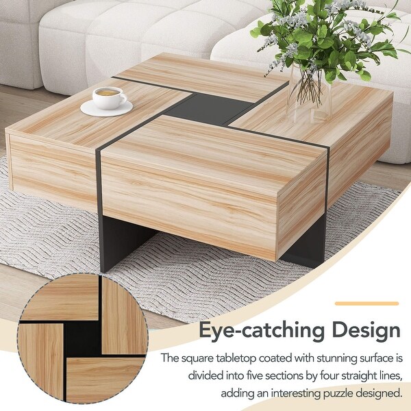 Coffee Table with 4 Hidden Storage Compartments