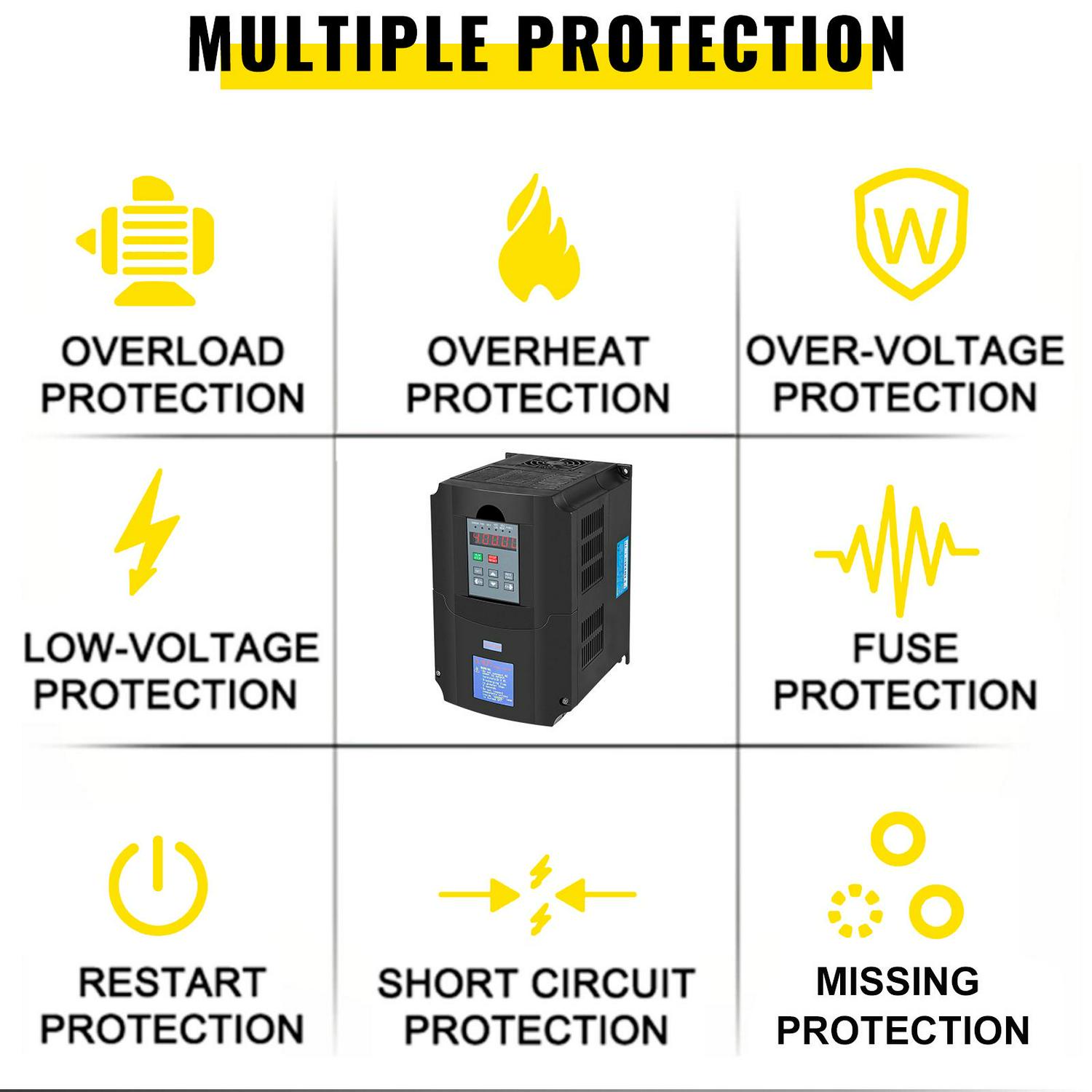 VEVOR Control CNC VFD 220V 5.5 KW 7HP Variable Frequency Drive 36A CNC Motor Drive Controller Inverter Converter 400 Hz 1 or 3 Phase Input 3 Phase Output for Spindle Motor Speed Control