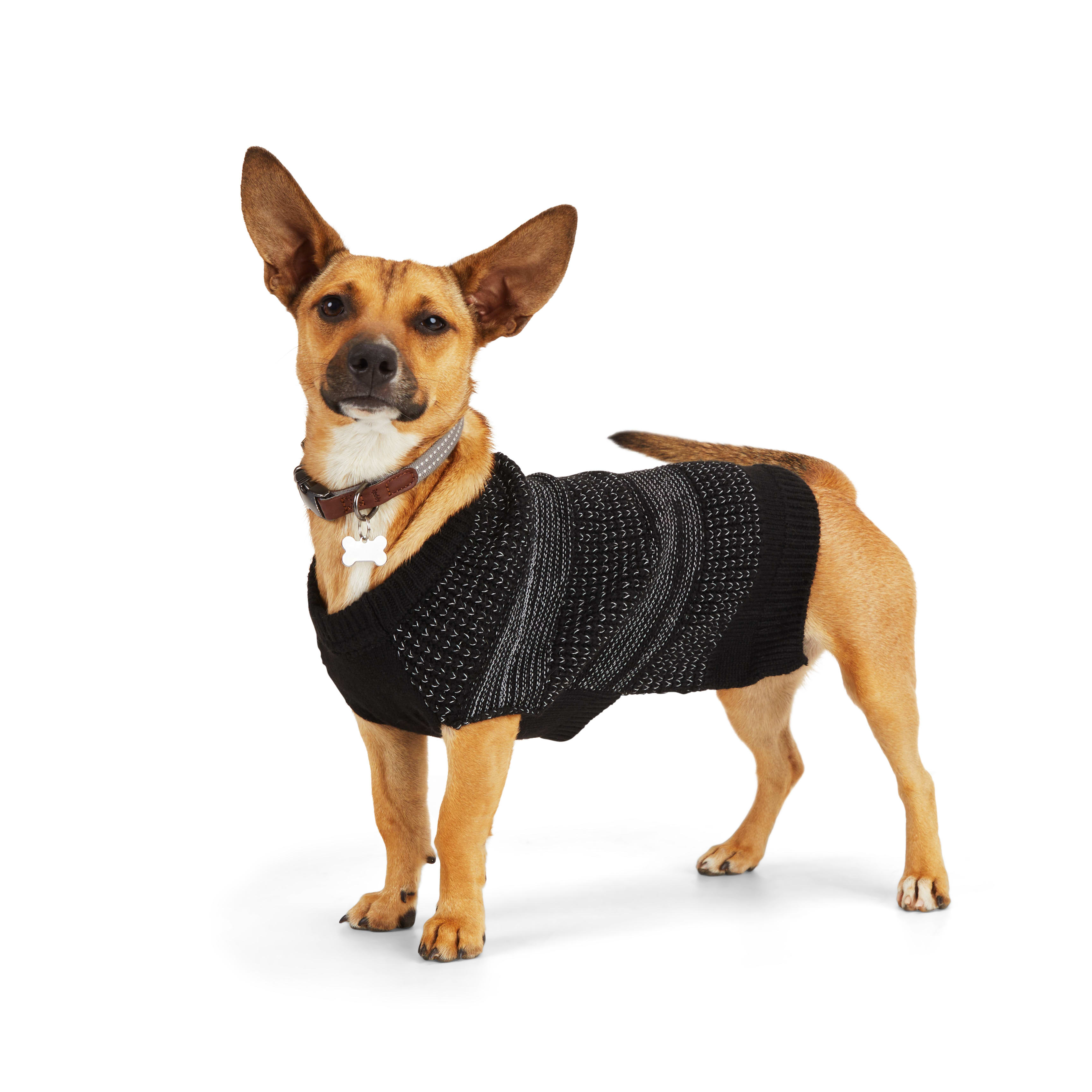 Reddy Black Reflective Dog Sweater， X-Small