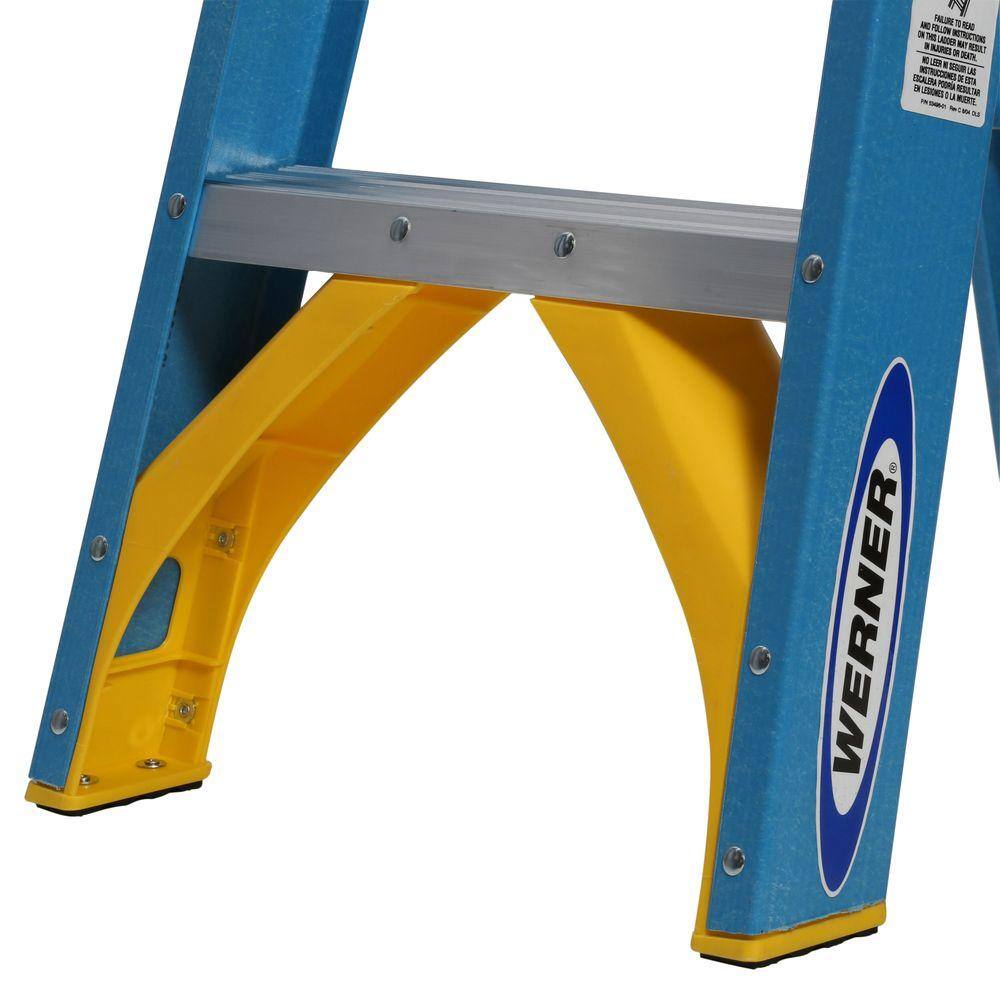 Werner 4 ft. Fiberglass Step Ladder with Yellow Top 250 lb. Load Capacity Type I Duty Rating 6004