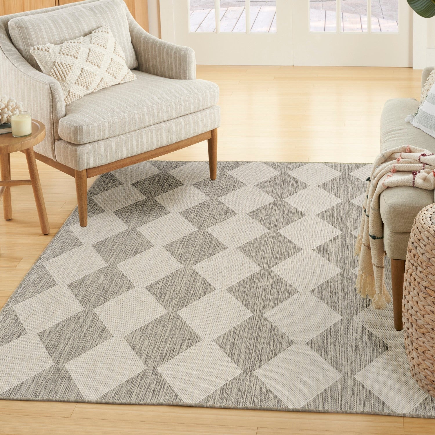 Positano Indoor/Outdoor Light Grey Geometric Rug