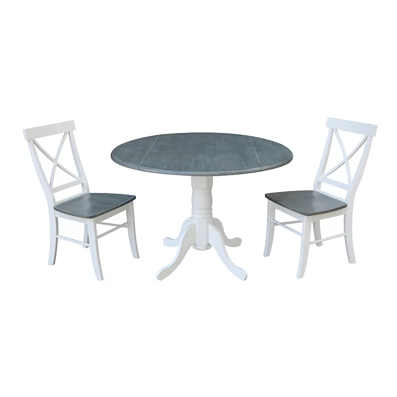 International Concepts Dual Drop Leaf Table with X-Back Chairs 3-pc. Dining Set