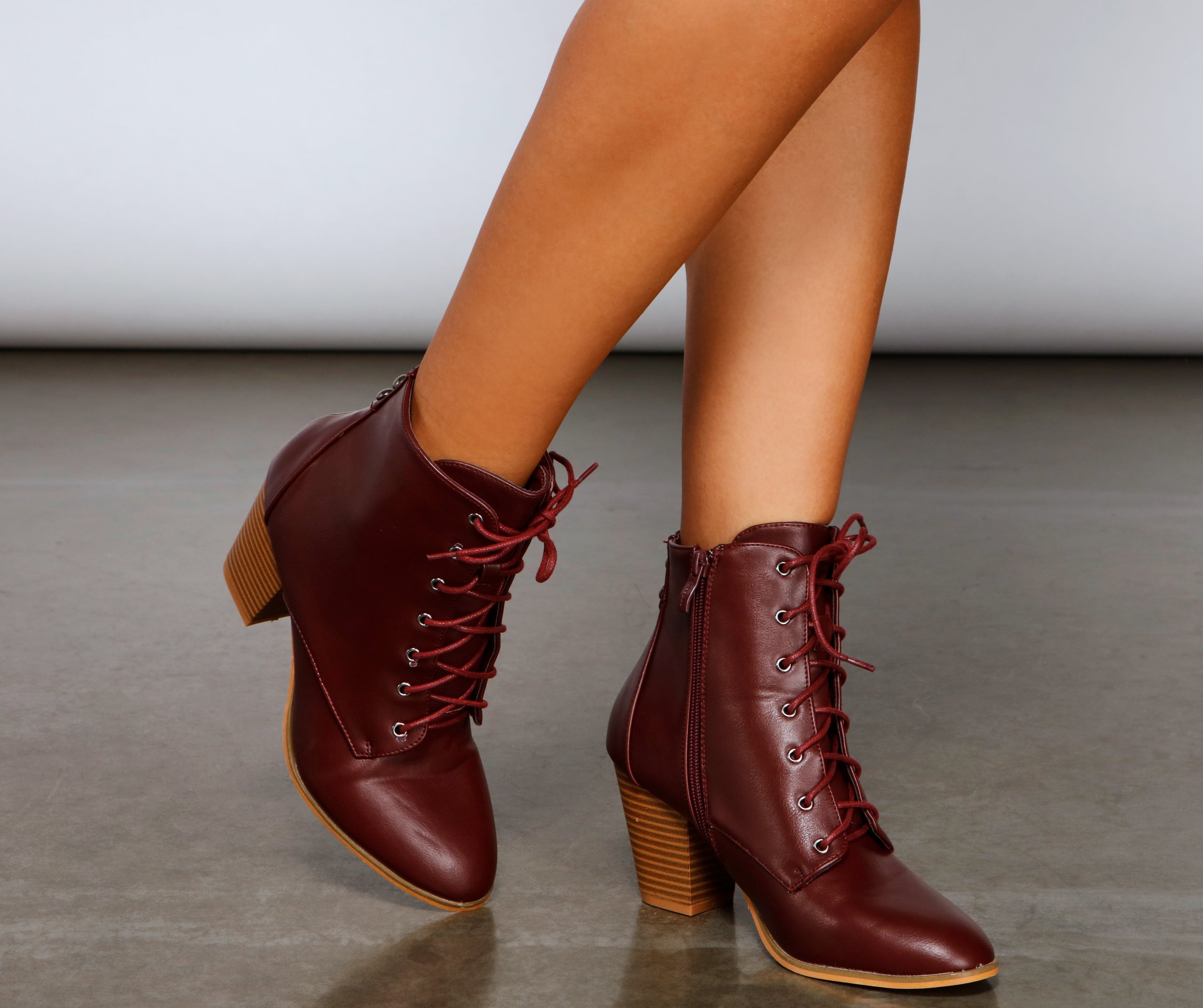 Cozy Cutie Lace-Up Block Heel Booties