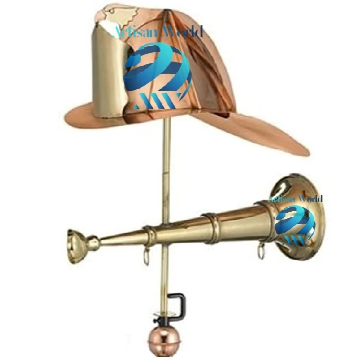 Fireman Hat And Horn Weathervanes Perfect Piece For Your Home Garden Rooftop Shed Cupolas Garage Or Other Structure