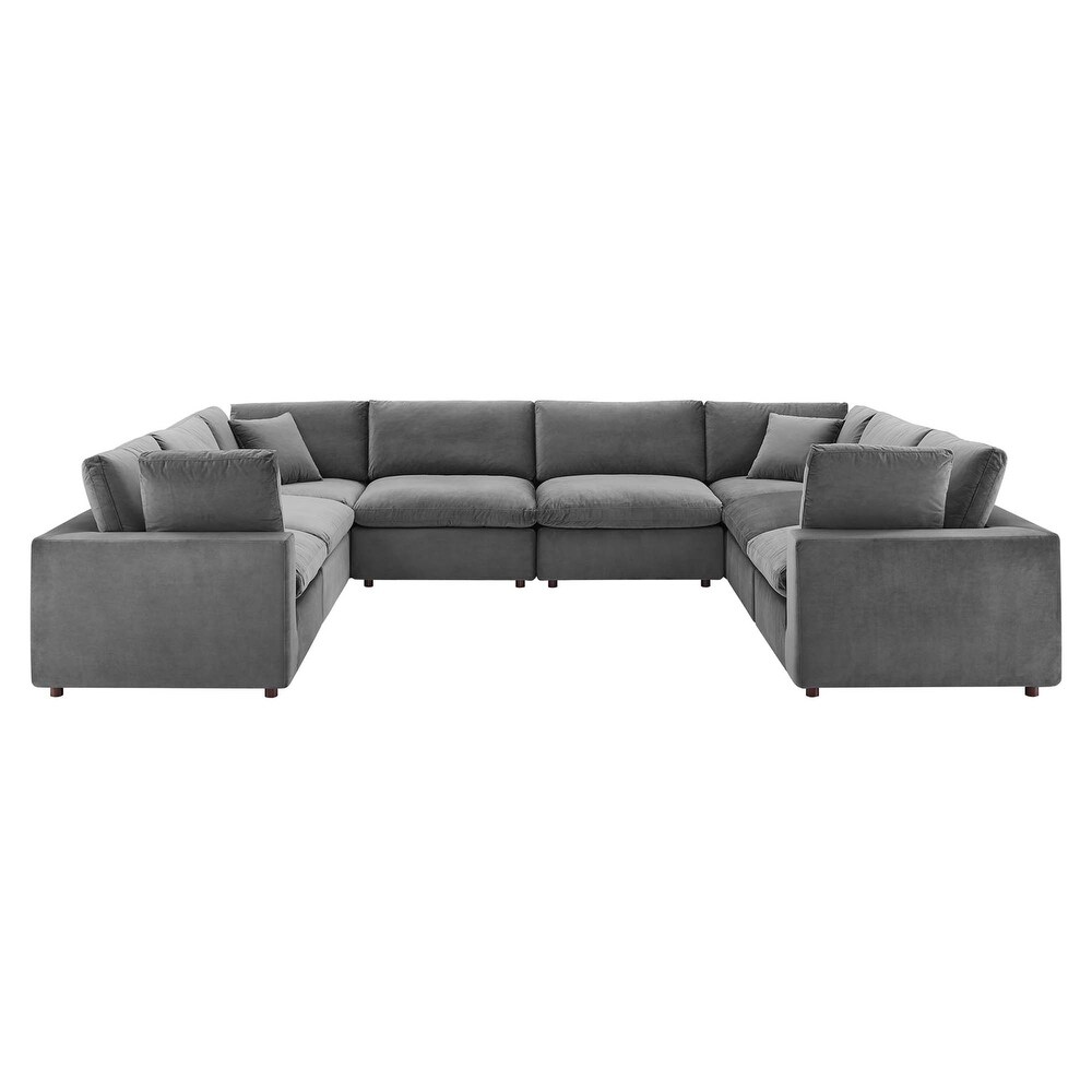 Commix Down Filled Overstuffed Velvet 8 Piece Sectional Sofa