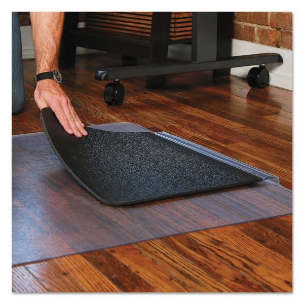 ES Robbins Sit or Stand Mat for Carpet or Hard Floors， 36 x 53 with Lip， Clear/Black