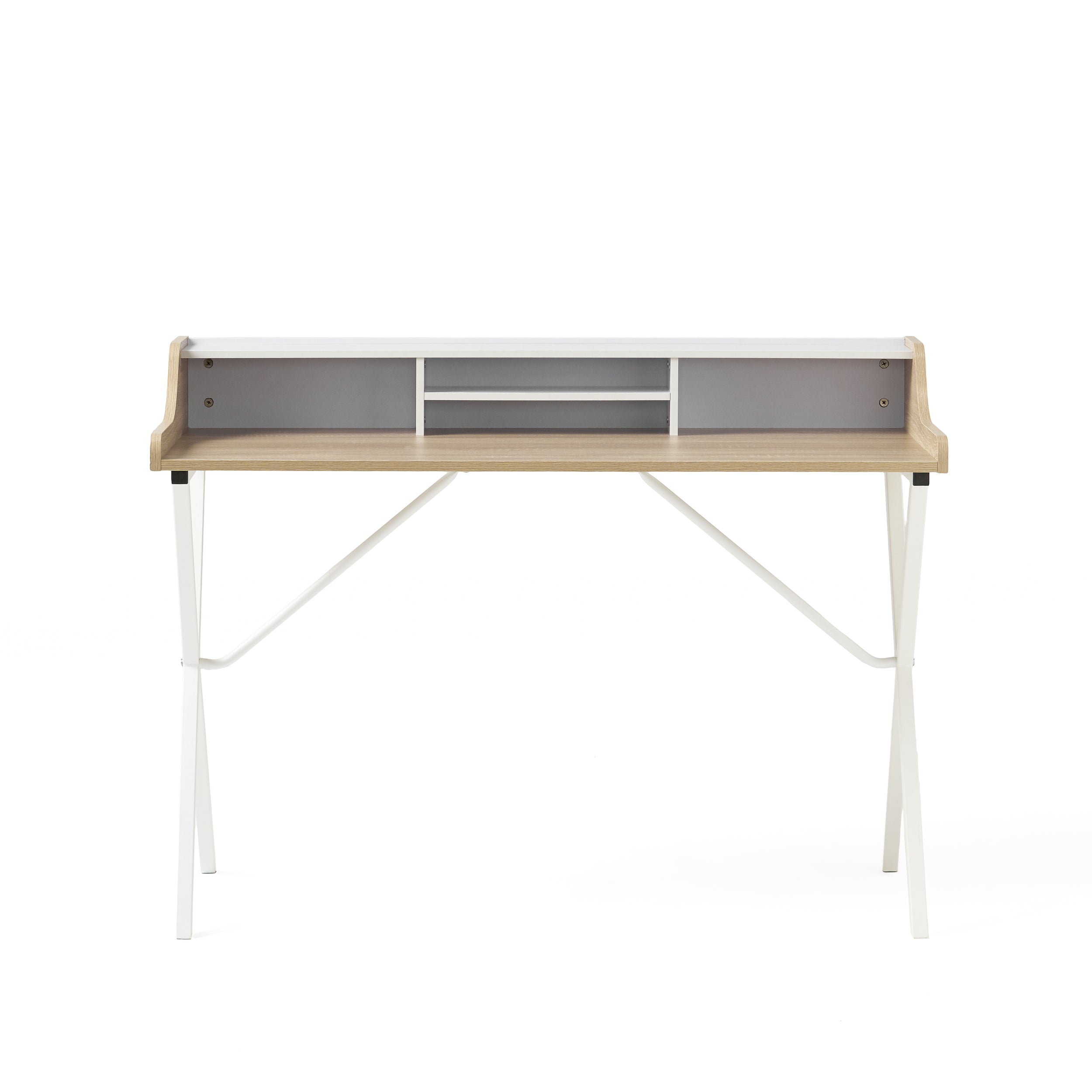 Alexandria Modern White and Oak Computer Desk with Storage Space