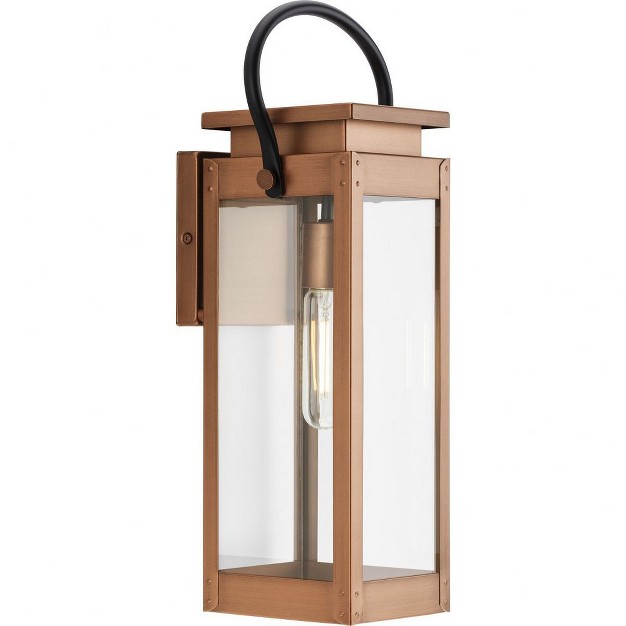 Progress Lighting Union Square 1 light Medium Wall Lantern Antique Copper Clear Glass Panels Steel