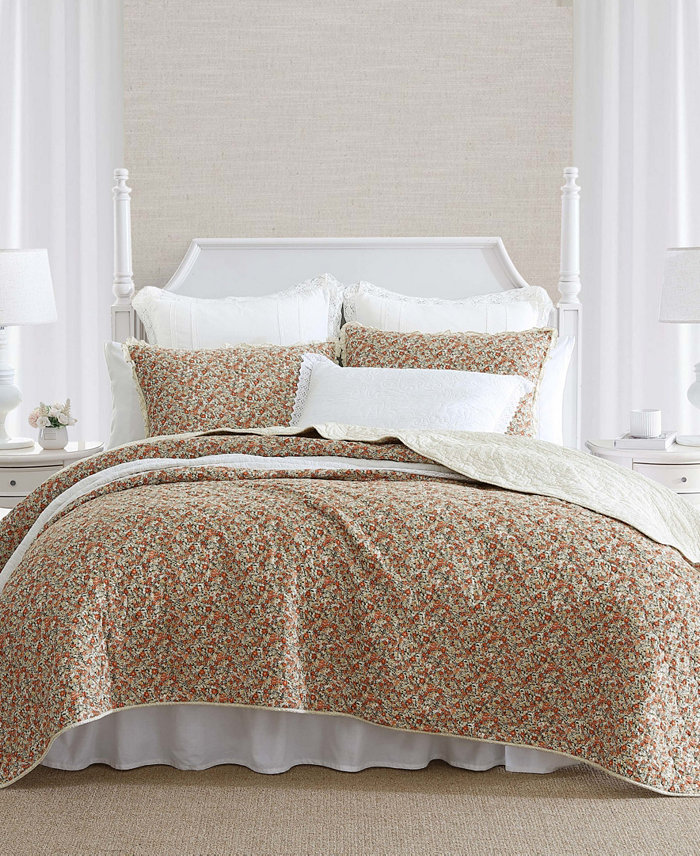 Laura Ashley Loves ton Cotton Reversible 3-Piece Quilt Set， King