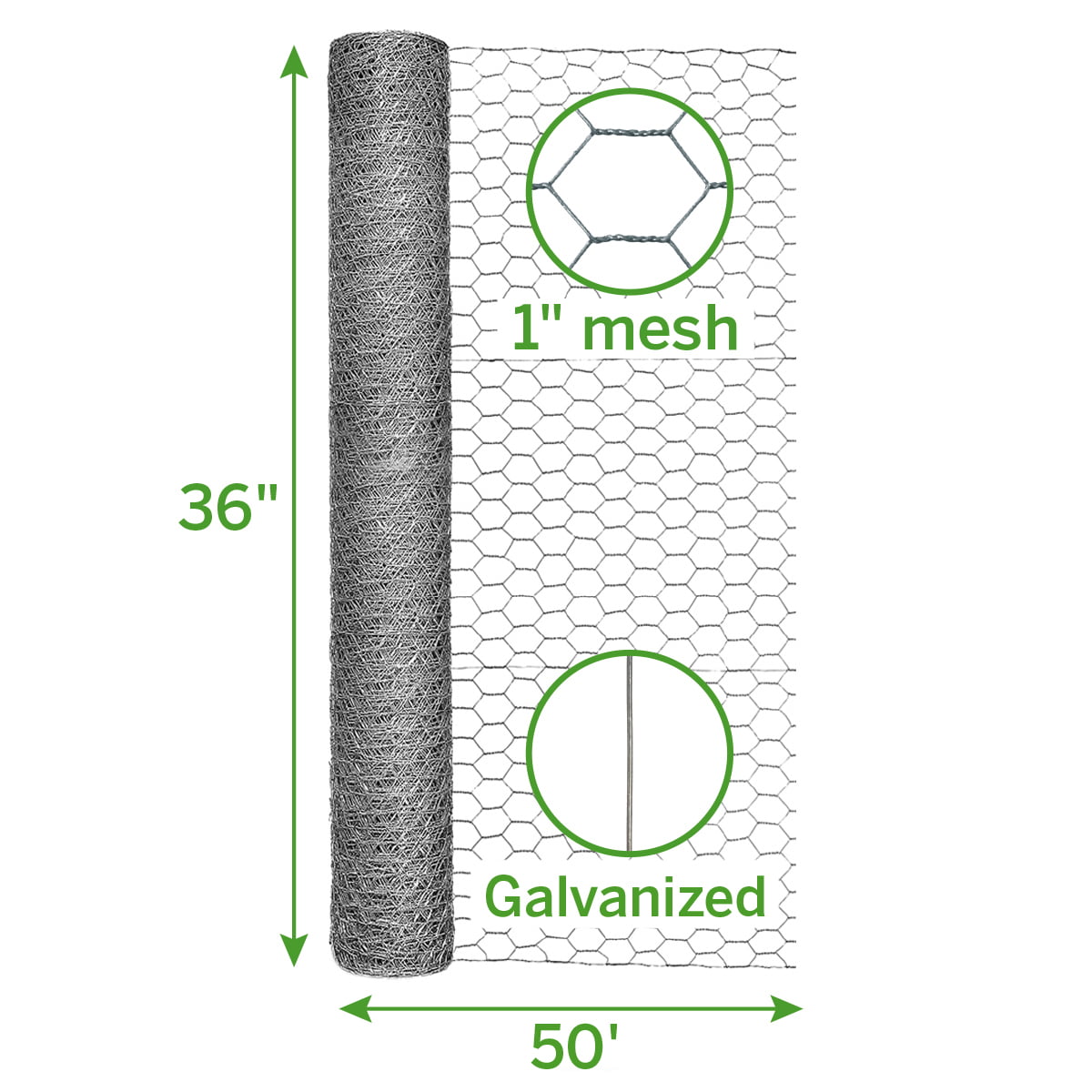 Garden Craft 36 in. H x 50 ft. L Gray Chicken Wire with 1in Openings