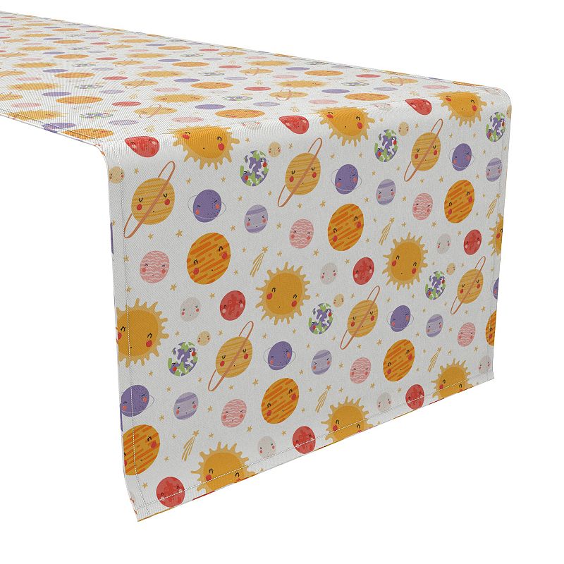 Table Runner， 100% Cotton， 16x108， Solar System Pattern