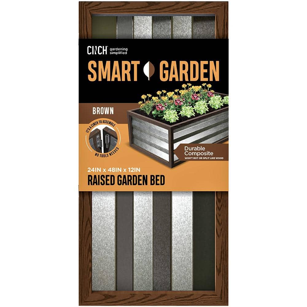 Cinch Smart Garden 48 in. x 24 in. x 12 in. Brown Composite with Galvanized Steel Raised Garden Bed 3053781