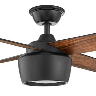 Hampton Bay Havenstone 52 in. Integrated LED Indoor Matte Black Ceiling Fan with Light and Remote Control YG763-MBK