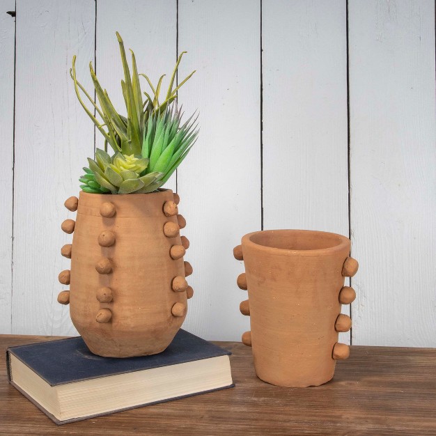 Natural Terracotta Beaded Decorative Vase Foreside Home amp Garden