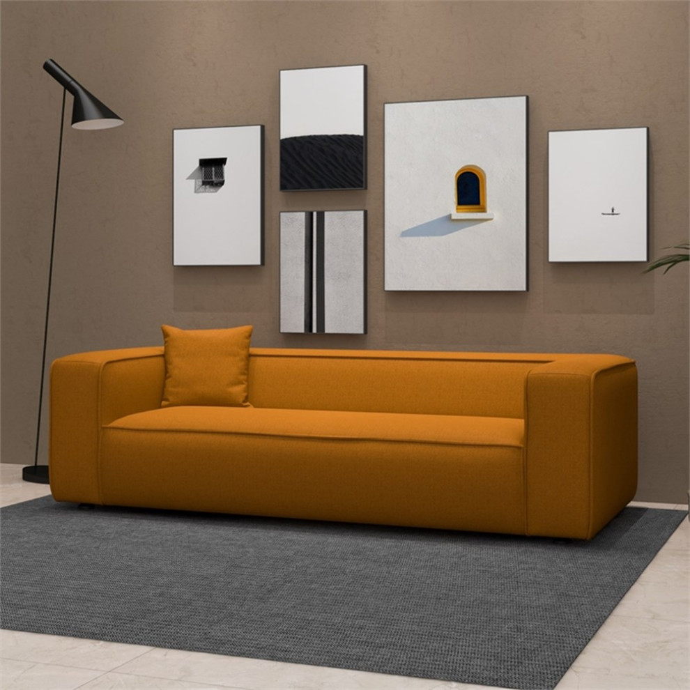 Canary Modern Living Room Dark Yellow French Boucle Fabric Sofa   Contemporary   Sofas   by Homesquare  Houzz