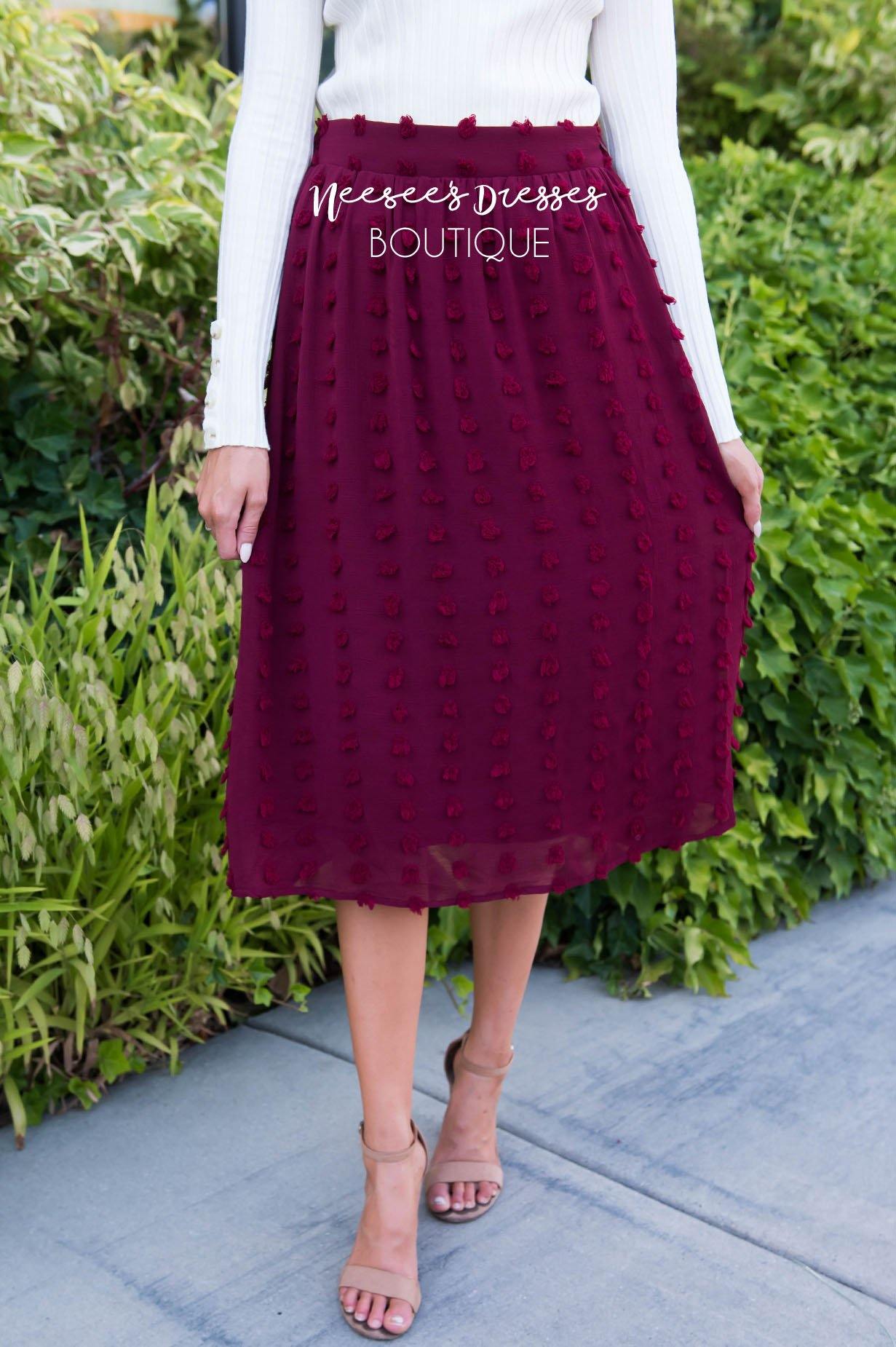 Burgundy Swiss dot Skirt