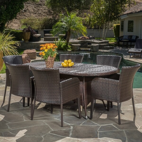 Corsica Outdoor 7piece Wicker Dining Set by Christopher Knight Home