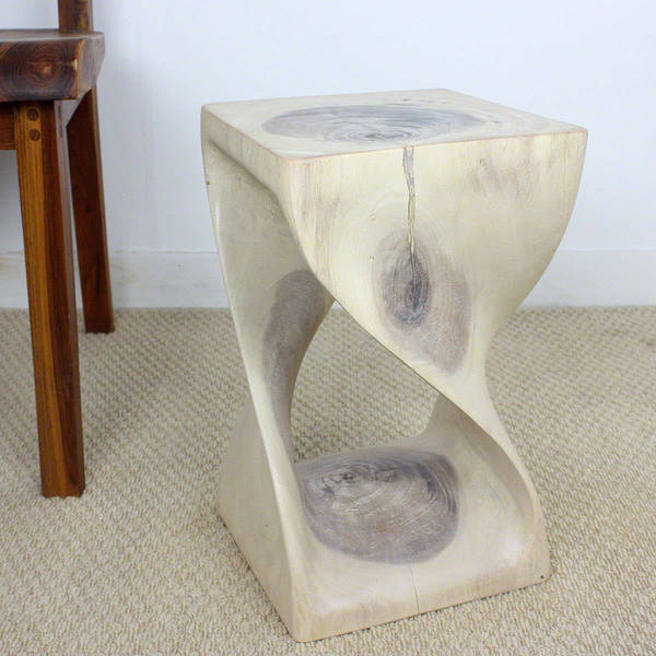 Haussmann? Original Wood Twist Stool 10 X 10 X 16 In High White Oil - 10 x 10 x 16