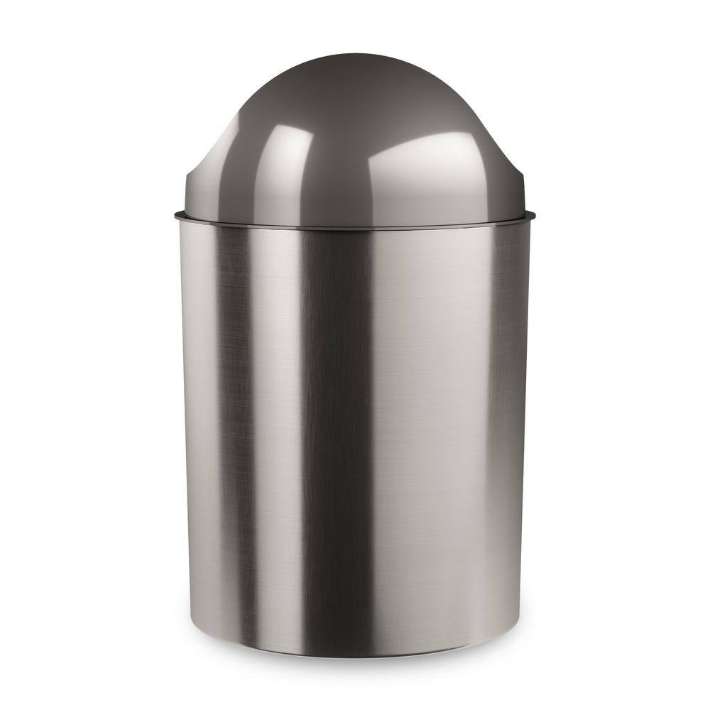 Dyiom 2.5 gal Mezzo Plastic Swing Top Lid Bathroom Trash Can Silver 116981097